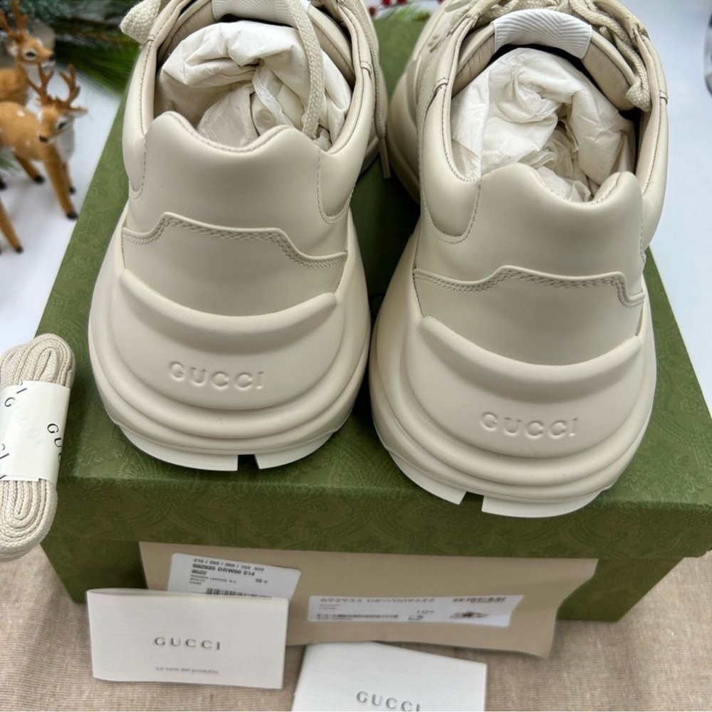 Men’s Gucci rython logo leather sneakers size 9 made in Italy - Picture 7 of 11